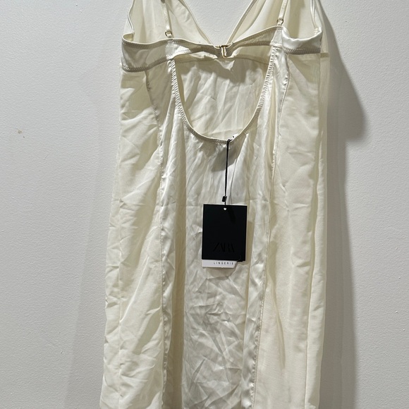 ZARA Lingerie Satin Slip Dress - Size Small - Ivory White - Picture 7 of 8